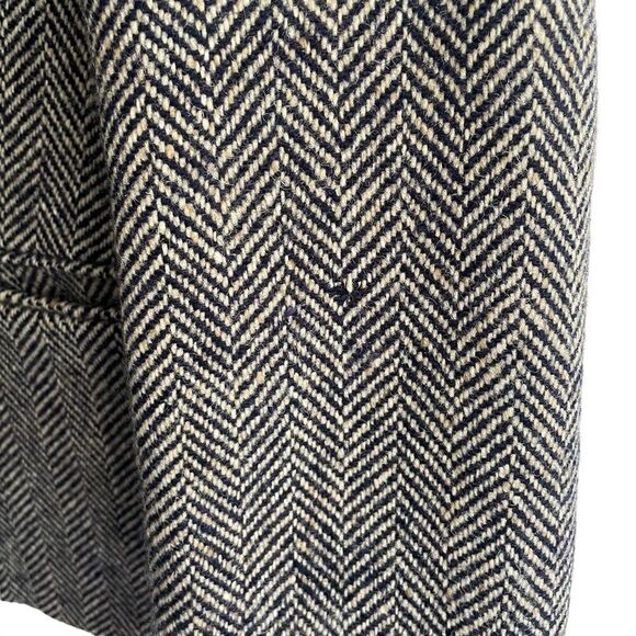 BRIAN TUCKER Ireland Vintage Wool Herringbone Blazer Jacket Black Grey L - Picture 8 of 9